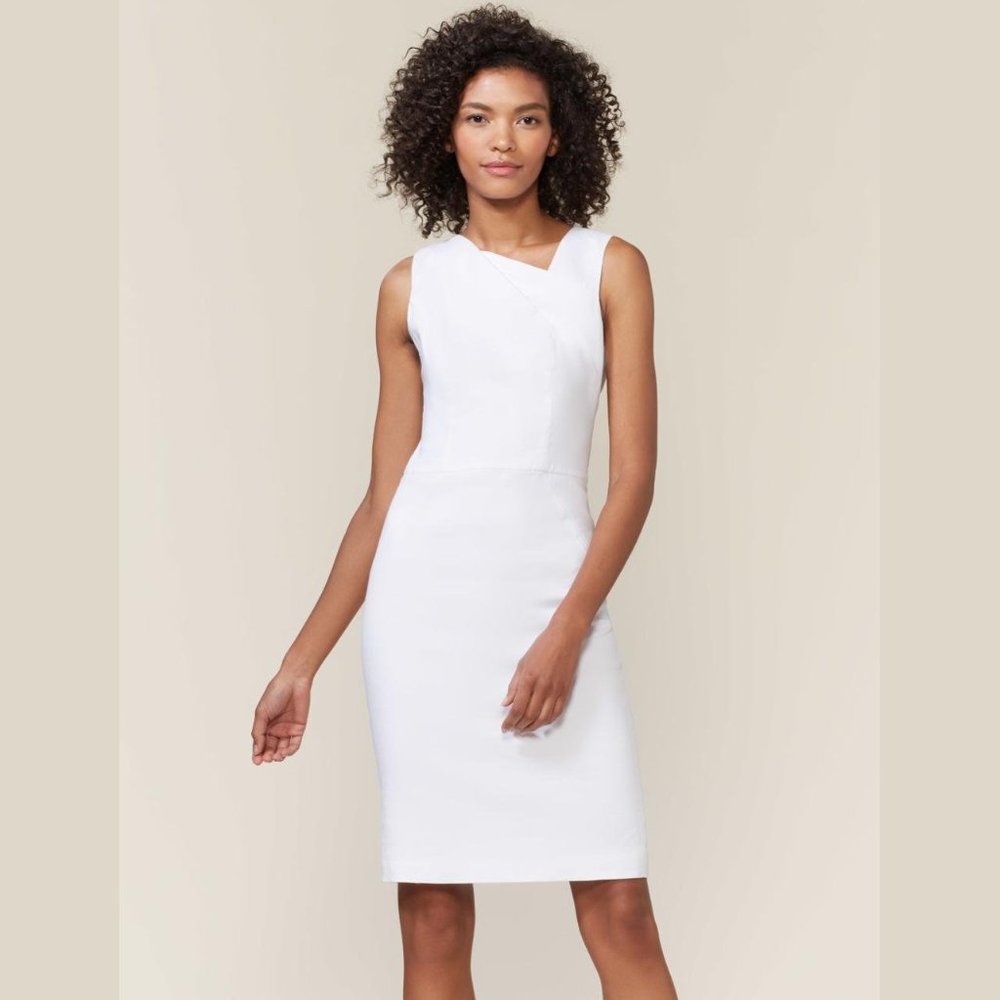 NWT Halston Heritage White Linen Sheath Dress Size 8 MSRP $325 NEW
